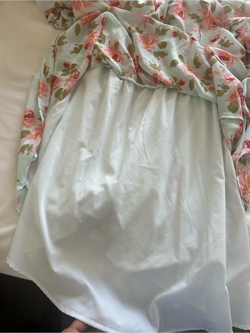 free press Mint Floral Off-Shoulder Dress with Pink Roses - Picture 4 of 4